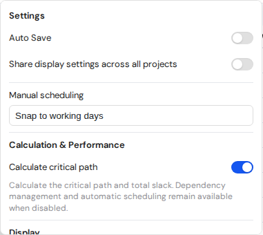 Display settings.