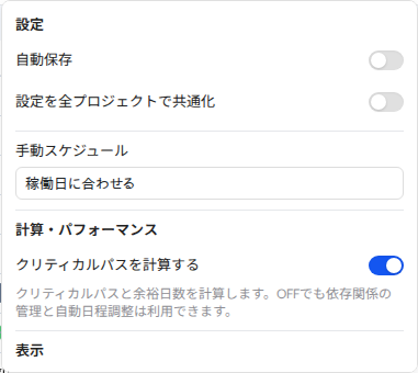 表示設定を示す。